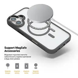 Чехол Apple iPhone 17, Unit MagSafe, черный, прозрачный, магсейф, противоударный, магнитный, панель-накладка с поддержкой MagSafe, с поддержкой беспроводной зарядки, TPU+PC, защита всего корпуса, ударопрочный, ArmorStandart (ARM90579) - мініатюра 4