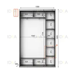 Шафа-купе Idea серія 1 150 x 45 x 240 см Венге темний Дзеркало - мініатюра 2