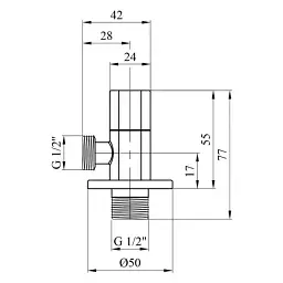 Кран приладовий кутовий Karro KR-3123-1B 1/2"х1/2" Чорний 30412 - мініатюра 2
