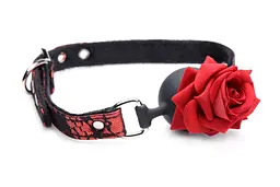 Кляп з кулькою Master Series Eye-Catching Ball Gag With Rose: Естетика БДСМ та романтичне домінування - мініатюра 2
