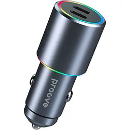 Автомобільний зарядний пристрій Proove Double Energy 50W Type-C + Type-C Metal Gray (ACDE50022206) [130292]