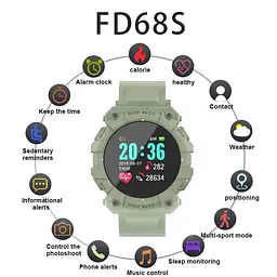 Сенсорні розумні смарт-годинник FD68S Green (16102) - мініатюра 3
