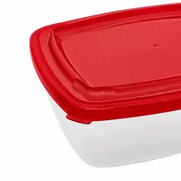 Контейнер судок харчовий лоток з кольоровою кришкою 1.5 л 20×15×8 см, Господар Червоний 87884 - мініатюра 7