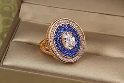 Кільце Xuping Jewelry Титул із синіми каменями р 17 золотисте