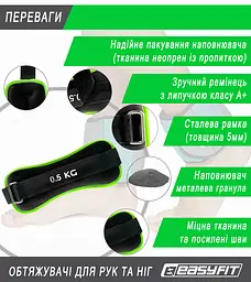 Обтяжувачі EasyFit Comfort 0,5 кг для ніг та рук з металом (пара) - мініатюра 4