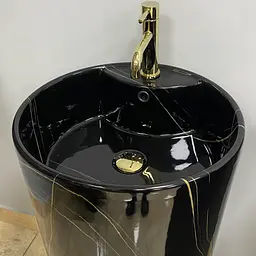 Умивальник підлоговий VBI Bolonia M black marble VBI-019026, Чорний матовий - мініатюра 2