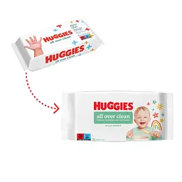 Дитячі вологі серветки Huggies OverClean 56 шт (5029053567822) - мініатюра 2