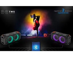 Портативная колонка REAL-EL X795 Boombox 70W Bluetooth, Echo Karaoke, TWS, RGB, Black - мініатюра 11