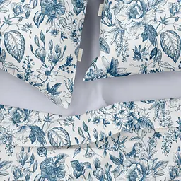 Комплект постільної білизни Cosas євро з простирадлом на резинці SWEDISH FLORAL CS2 200 x 220 см (FlowersYardBlueWhite_El160-96Silver_200) - мініатюра 3