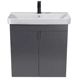Тумба Мойдодир Simple Graphite 70-U з умивальником River 70 графітова універсальна Графіт