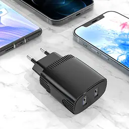 Мережевий зарядний пристрій Aspor A811 (2USB/2.4A)- чорний - мініатюра 3