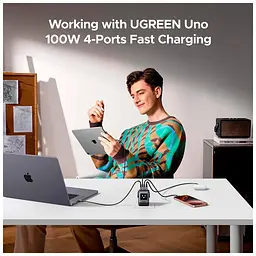 Зарядний пристрій Ugreen 1xUSB + 3xUSB-C GaN 100W Robot X688 gray (45515B) - мініатюра 6