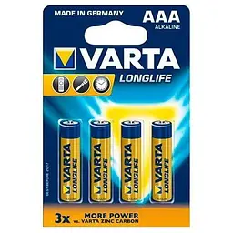 Батарейка VARTA LONGLIFE R-3 AAA (алкалайн) 4 шт/блістер для побутових приладів