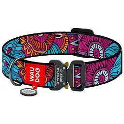 Нашийник для собак Waudog Nylon Літо, з QR паспортом, металева пряжка-фастекс, XXL, 43-70х3,5 см