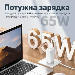 Мережевий зарядний пристрій Remax Ligil Series 65W PD + QC Fast Charger White (RP-U55) - мініатюра 2