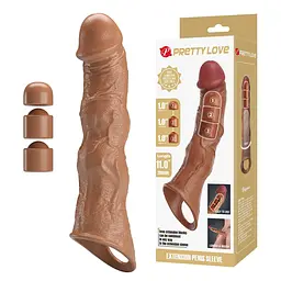 Насадка на пеніс Pretty Love Extension Penis Sleeve Blocks, 28 см (коричневий)