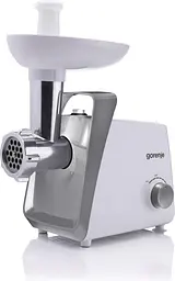 Gorenje М'ясорубка, 1600Вт, 2,2кг/хв, 2 решітки, пластик, білий