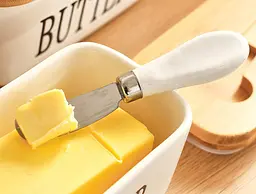 Маслянка керамічна біла з бамбуковою кришкою та ножем Butter 600 мл - мініатюра 4