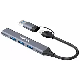 Концентратор Canyon hub DS-02 4in1 USB-A/C Grey (CNS-TDS02G) - мініатюра 2