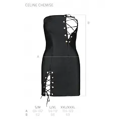 Мінісукня з екошкіри Passion CELINE CHEMISE XXL/XXXL, black, шнурівка, трусики в комплекті - мініатюра 7