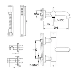 Термостат для ванни Kohlman Axel chrome настінний KPL-QW710A, Хром - мініатюра 2