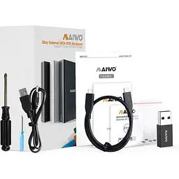Зовнішня кишеня Maiwo внеш. для 2*HDD 2.5" SATA/SSD до 9,5мм через USB3.1 GEN2 Type-C, RAID 0,1, JBOD, алюм (K25272C) - мініатюра 6