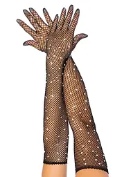 Довгі сітчасті рукавички Leg Avenue Rhinestone opera length gloves зі стразами, One Size