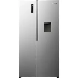 Холодильник Gorenje SBS, 179х62х91см, 2 двері, 344 (197) л, А +, NF +, Інв., Зона св-ті, диспенсер, Зовн. Диспл, нерж