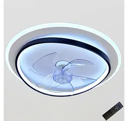 Стельова LED-люстра-вентилятор Artlight WG5088C BK+WH, біла з чорною окантовкою, 50 Вт, від 10-18 м² - мініатюра 4