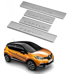 Накладки на пороги для Renault Captur II (JB/JE) 2019- Нержавіюча сталь із загином та Логотипом 4 шт (Premium P-RE45)