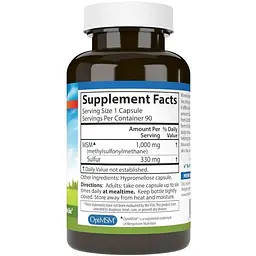 Метилсульфонілметан МСМ Carlson Labs MSM-Sulfur 1000 мг 90 капсул - мініатюра 2
