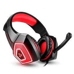 Провідна ігрова гарнітура Hunterspider Gaming with LED V1, USB, 3.5mm, 2m, black-red - мініатюра 4