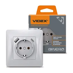 Розетка Videx VF-BNSK1GUC-SS