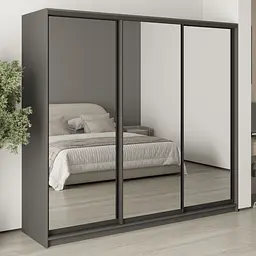 Шафа-купе тридверна MebelStar Комбо BG 3 Дзеркала 230x45x210 см Антрацит (MBS-9253)