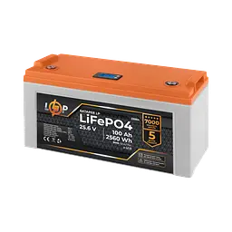 Акумулятор LP LiFePO4 25,6V - 100 Ah (2560Wh) (BMS 150A/75А) пластик для ДБЖ - мініатюра 2