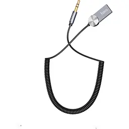 AUX кабель Hoco DUP02 bluetooth to Jack 3.5 пружинний автомобільний аудіоресивер чорний