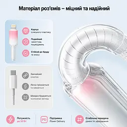 Кабель XON SmartCable Type-C - Lightning PD 20W 2м UniLink (SU80CL2W2W 4852) Рожевий/Білий - мініатюра 3
