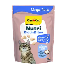 Вітамінні ласощі для кішок GimCat Nutri Biotin Bites ДжимКет для покращення стану шкіри та вовни з маскарпоне та біотином 425 г (арт.G-419695)