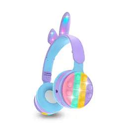 Дитячі навушники Зайчик Bluetooth з підсвіткою, радіо та мікрофоном (В асортименті) - мініатюра 2