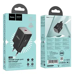 Мережевий зарядний пристрій Hoco N43 Vista single port PD30W charger(EU) Чорний - мініатюра 2