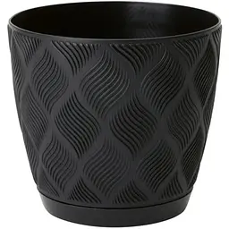 Горщик для квітів Form-Plastic Flow-13 з підставкою 1.14 л чорний (5010-084)