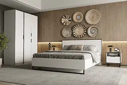 Ліжко двоспальне Moreli Forte F-0010 в стилі Loft на металевих ніжках 1680х980х2126 мм Білий - мініатюра 2