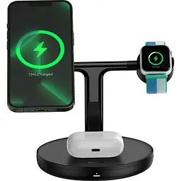 Бездротовий зарядний пристрій Baseus Swan 3in1 Wireless Magnetic Charging Bracket 20W Black (WXTE000101) [122153] - мініатюра 7