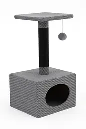 Кігтеточка для котів PolyPet будиночок квадратний сірий 31x31x61 см КРД/0150-20