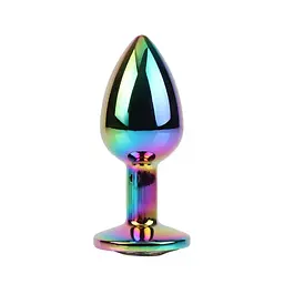 Анальна пробка із кристалом S Rainbow Gem Chisa, металева, різнокольорова, 7 х 2.7 см - мініатюра 2