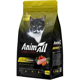 Повнораціонний сухий корм для котів AnimAll зі свіжою куркою 1.5 кг