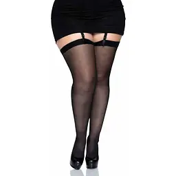Сексуальні панчохи під підв’язки Leg Avenue Sheer Stockings Black, plus Size