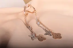 Сережки з білого і червоного золота S-0100