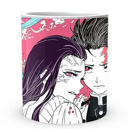 Кухоль GeekLand Demon Slayer Клинок, що розтинає демонів Танджиро та Незуко Рожевий фон SL 02.442 330 мл білий - мініатюра 2