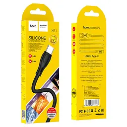 Кабель Hoco X61 Ultimate silicone charging data cable for Type-C Black - мініатюра 2